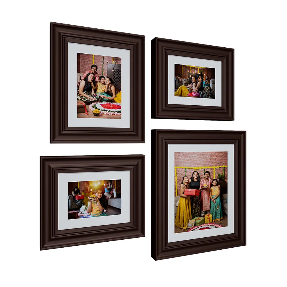 Easy Swappable Photo Frames For Personalized Pictures In Brown Color- Set of 4