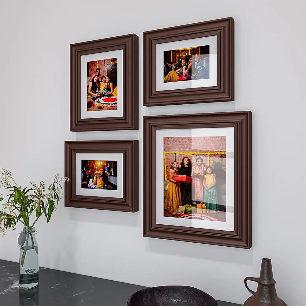 Easy Swappable Photo Frames For Personalized Pictures In Brown Color- Set of 4