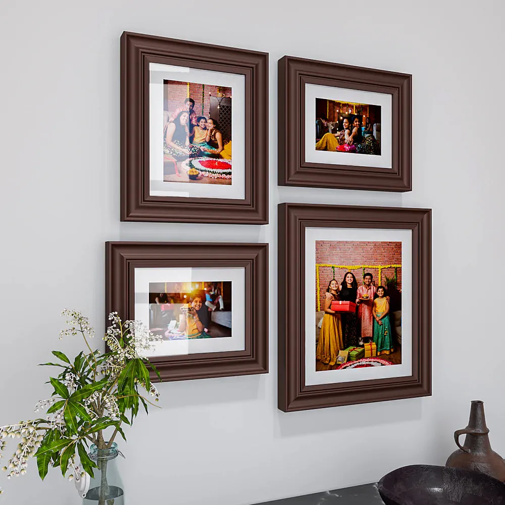 Easy Swappable Photo Frames For Personalized Pictures In Brown Color- Set of 4