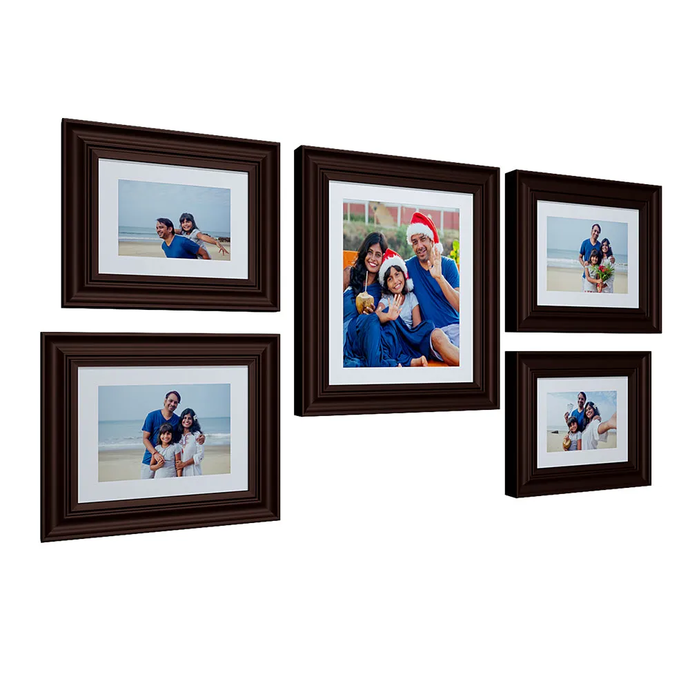 Easy Swappable Photo Frames For Personalized Pictures In Brown Color- Set of 5