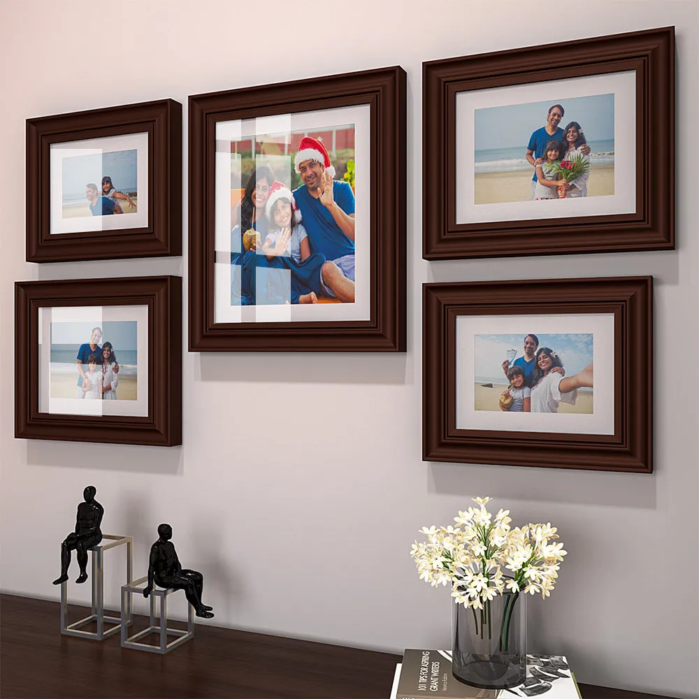 Easy Swappable Photo Frames For Personalized Pictures In Brown Color- Set of 5