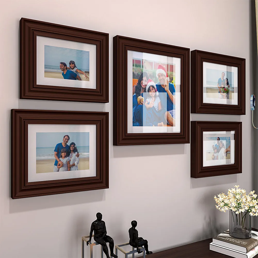Easy Swappable Photo Frames For Personalized Pictures In Brown Color- Set of 5
