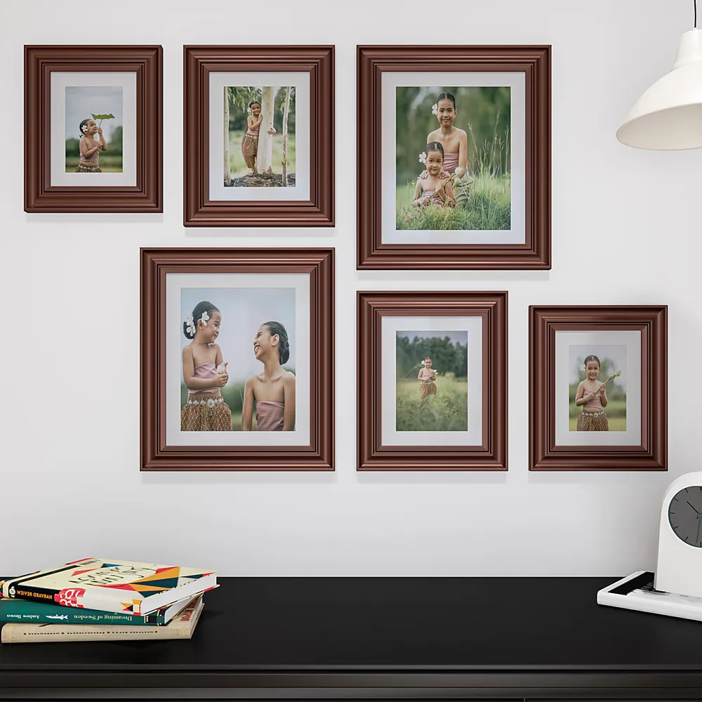 Easy Swappable Photo Frames For Personalized Pictures In Brown Color- Set of 6