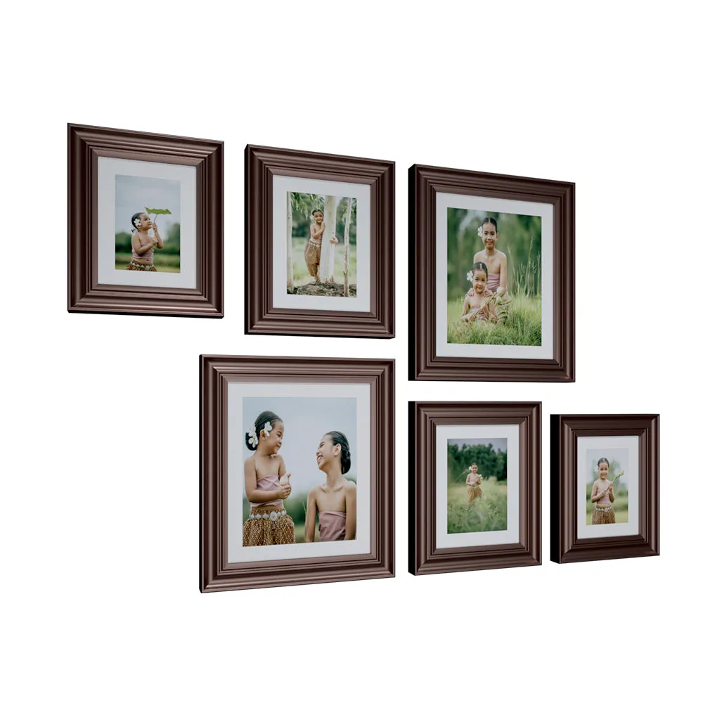 Easy Swappable Photo Frames For Personalized Pictures In Brown Color- Set of 6