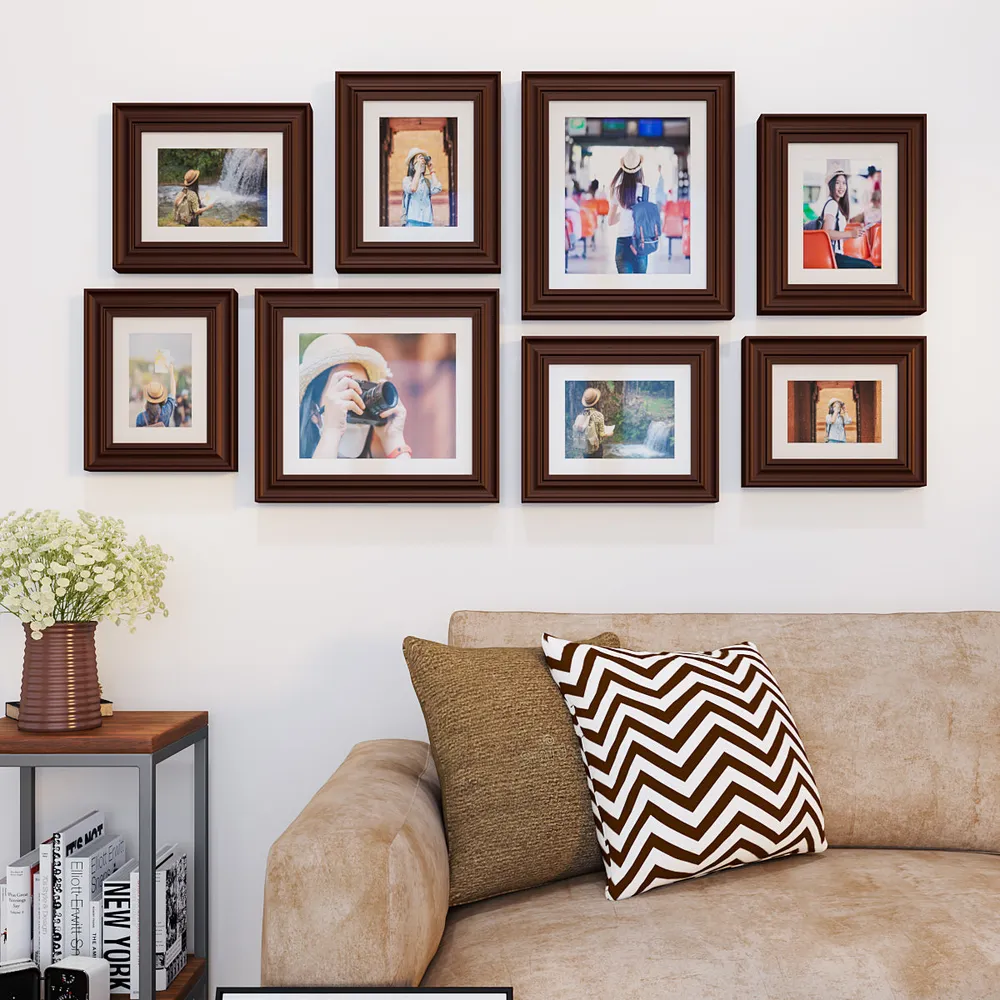 Easy Swappable Photo Frames For Personalized Pictures In Brown Color- Set of 8