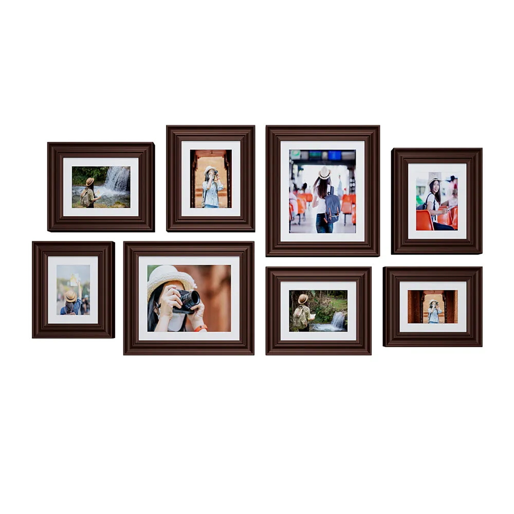 Easy Swappable Photo Frames For Personalized Pictures In Brown Color- Set of 8