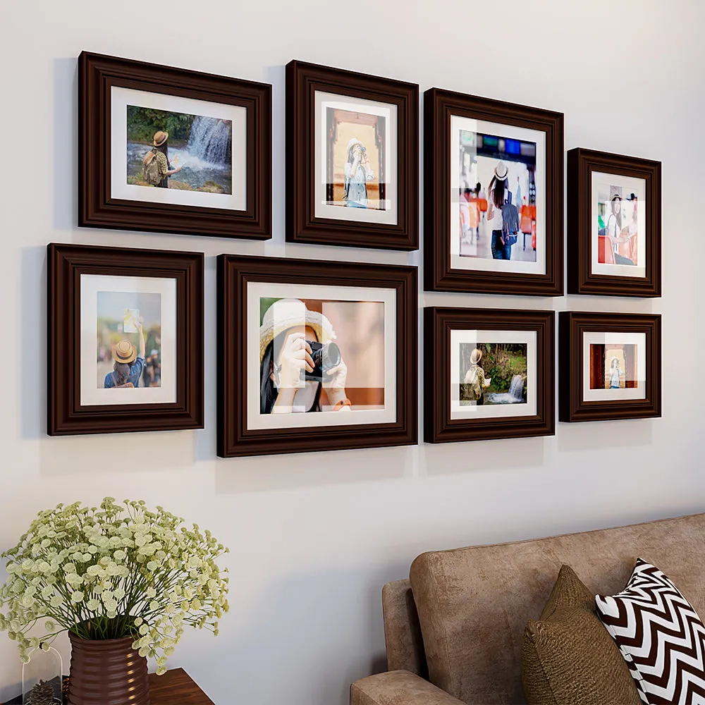 Easy Swappable Photo Frames For Personalized Pictures In Brown Color- Set of 8