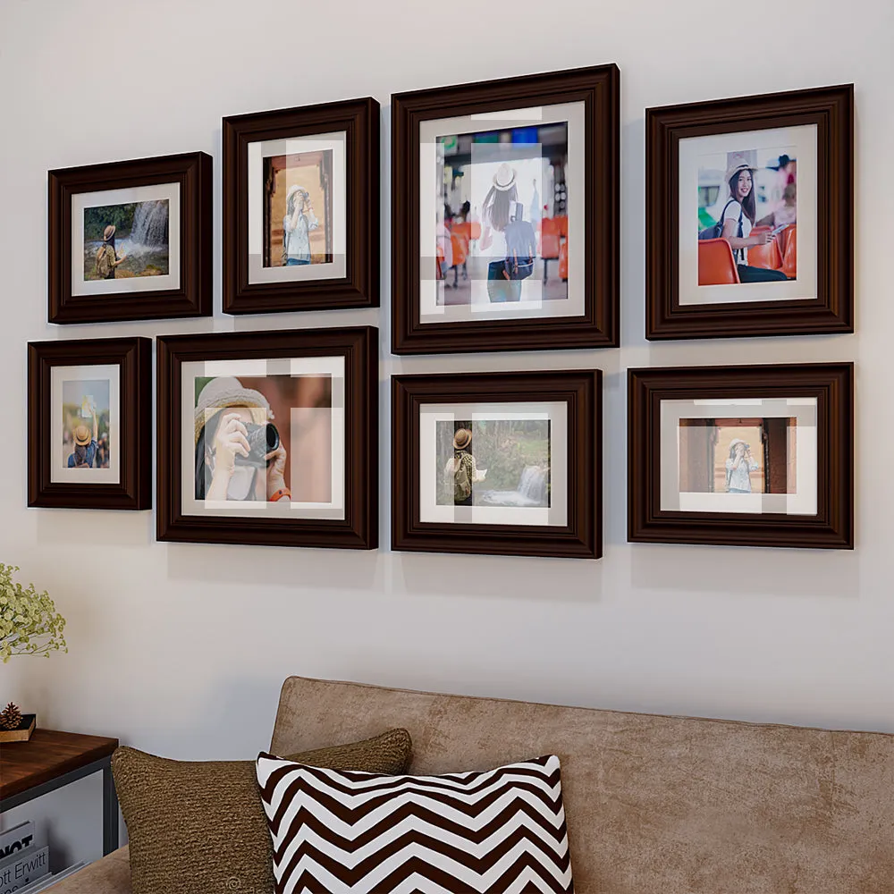 Easy Swappable Photo Frames For Personalized Pictures In Brown Color- Set of 8