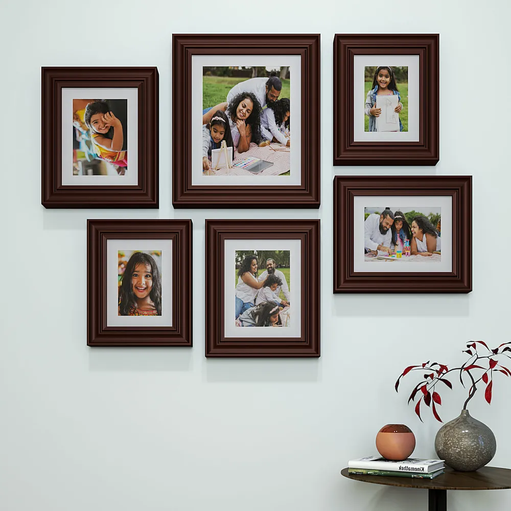 Easy Swappable Photo Frames For Personalized Pictures In Chestnut Brown Color- Set of 6