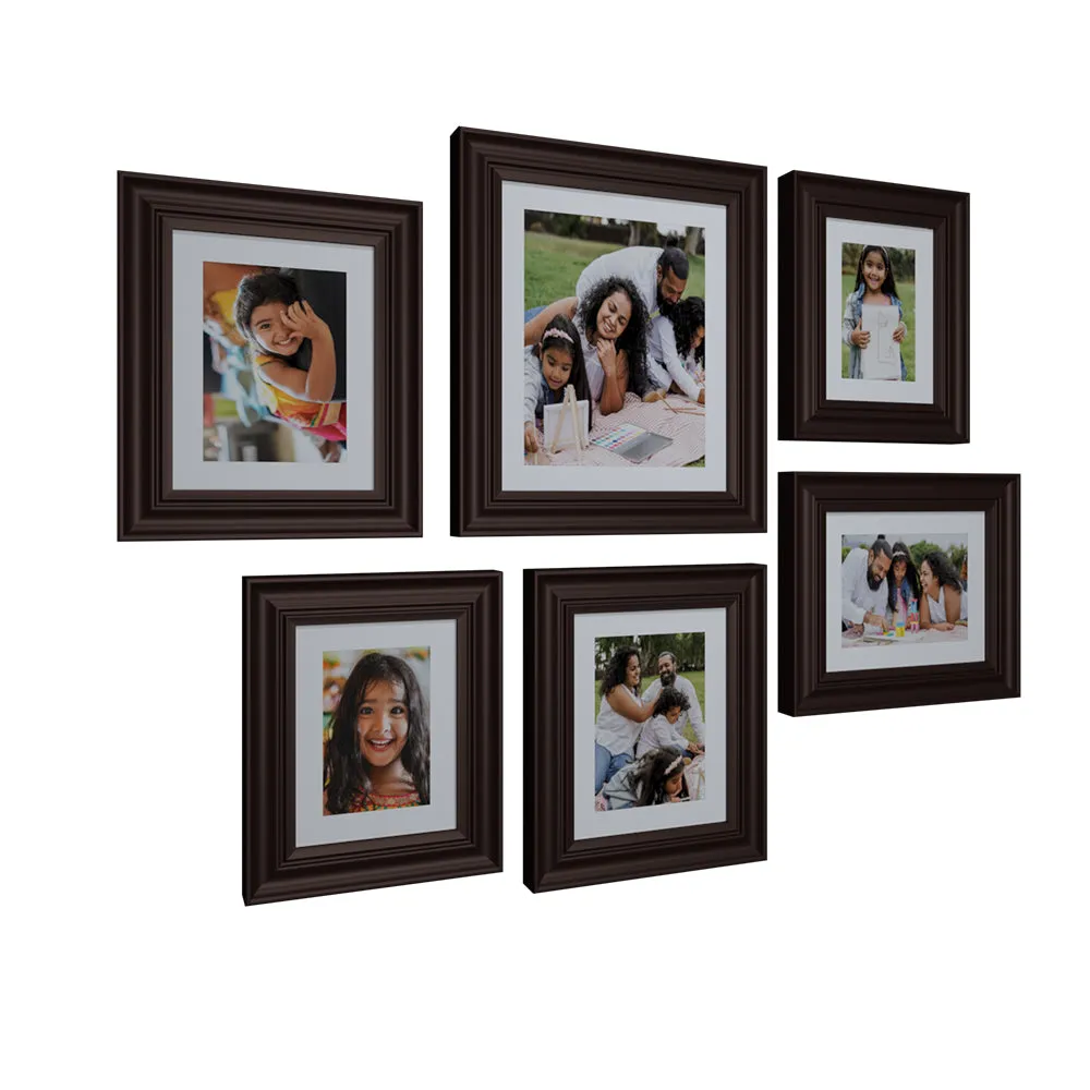 Easy Swappable Photo Frames For Personalized Pictures In Chestnut Brown Color- Set of 6