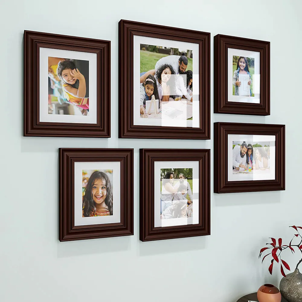 Easy Swappable Photo Frames For Personalized Pictures In Chestnut Brown Color- Set of 6