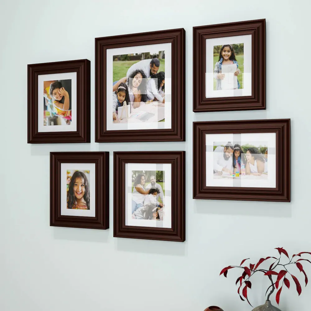 Easy Swappable Photo Frames For Personalized Pictures In Chestnut Brown Color- Set of 6