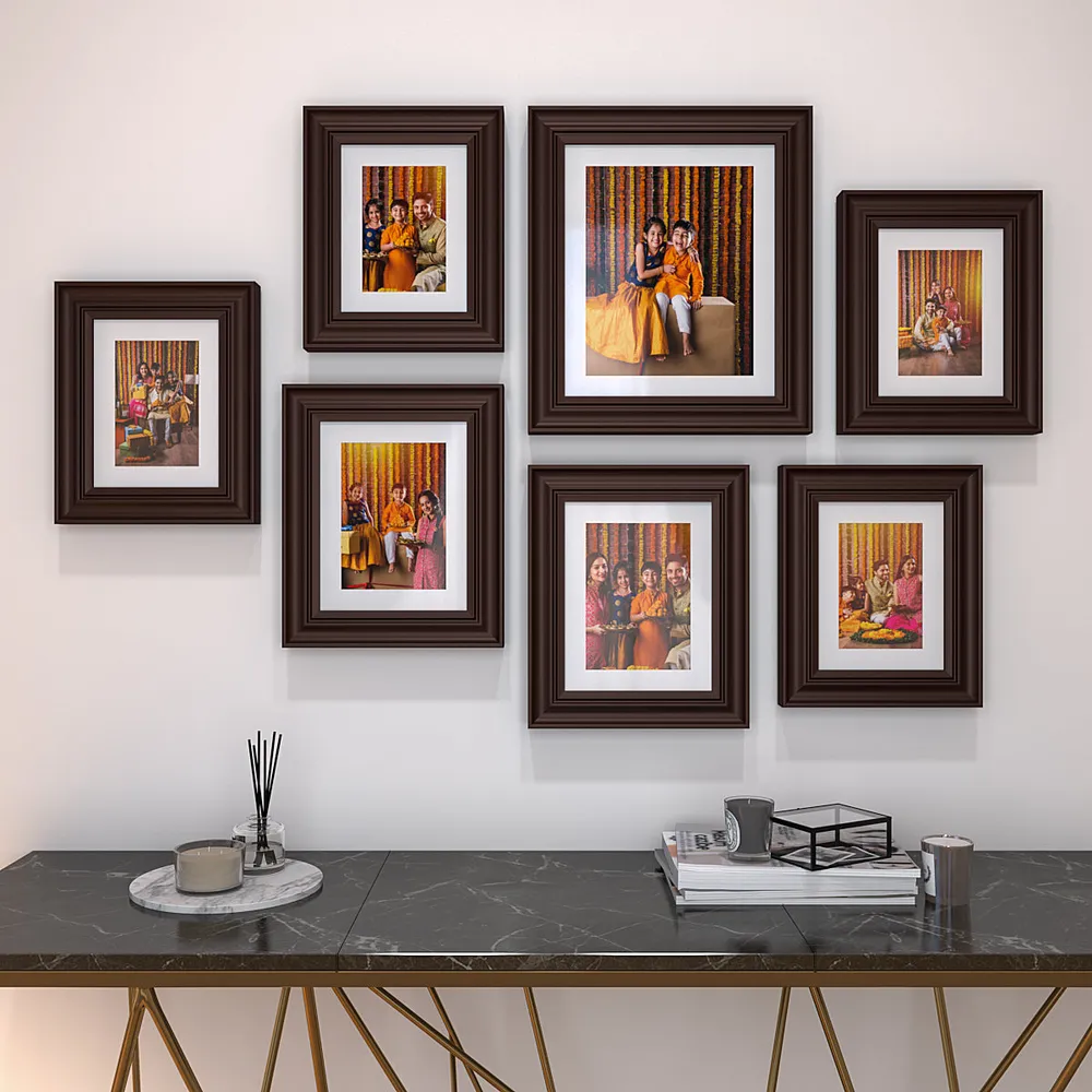 Easy Swappable Photo Frames For Personalized Pictures In Chestnut Brown Color - Set of 7