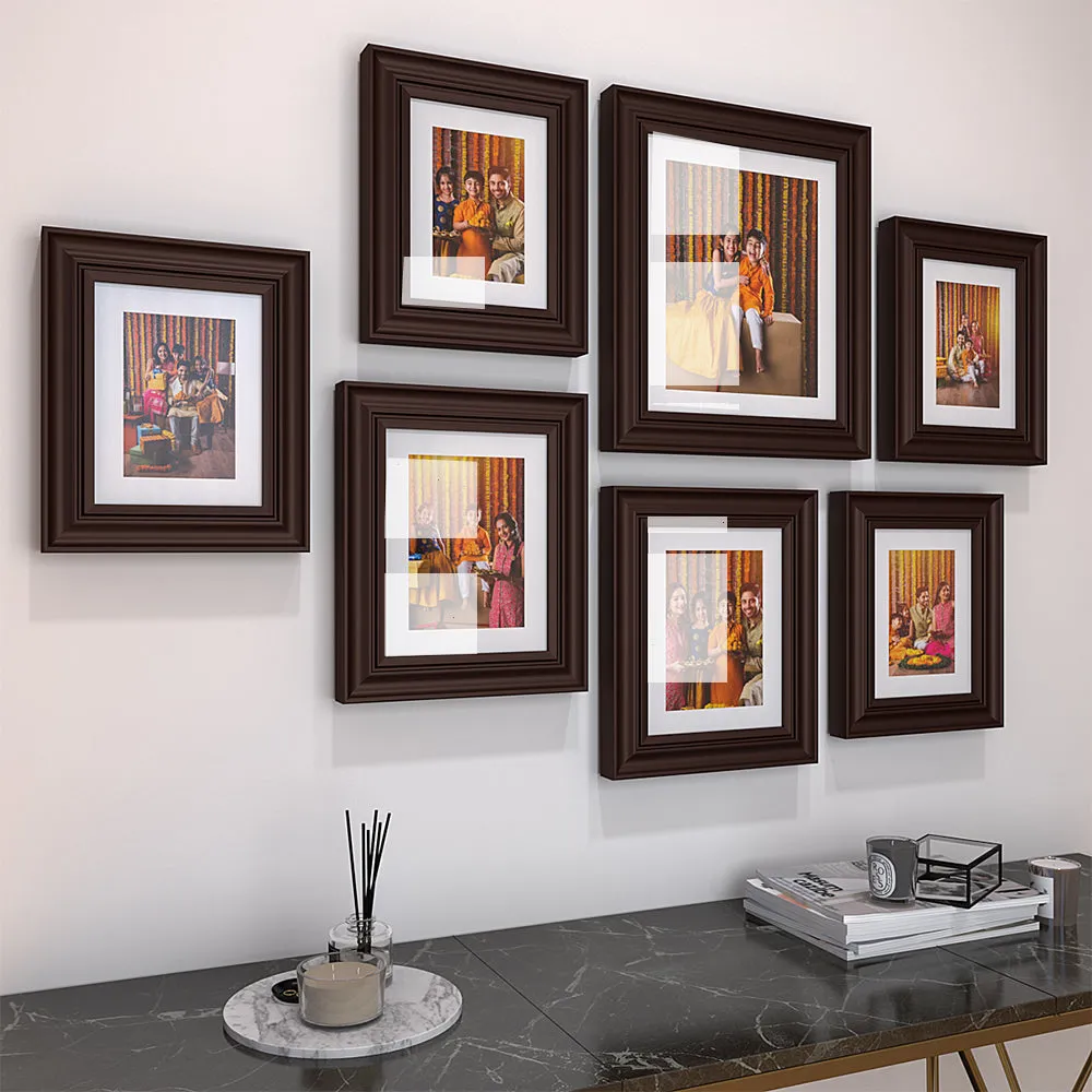 Easy Swappable Photo Frames For Personalized Pictures In Chestnut Brown Color - Set of 7