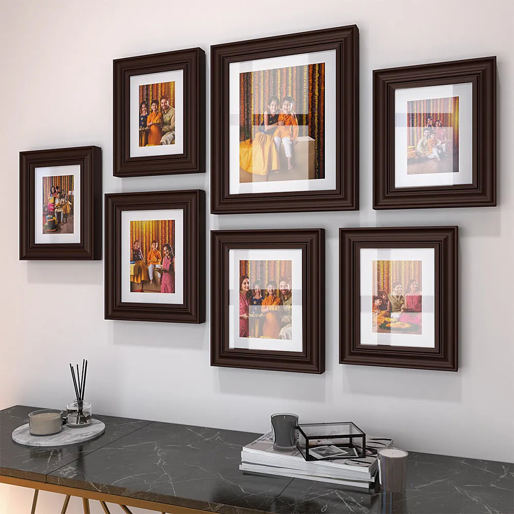 Easy Swappable Photo Frames For Personalized Pictures In Chestnut Brown Color - Set of 7