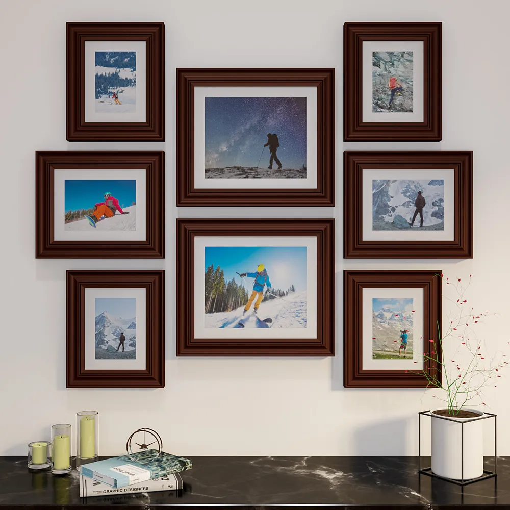 Easy Swappable Photo Frames For Personalized Pictures In Chestnut Brown Color- Set of 8