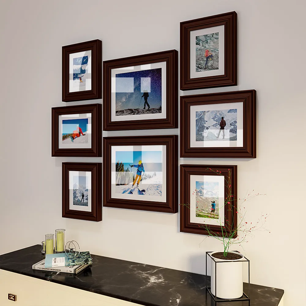 Easy Swappable Photo Frames For Personalized Pictures In Chestnut Brown Color- Set of 8