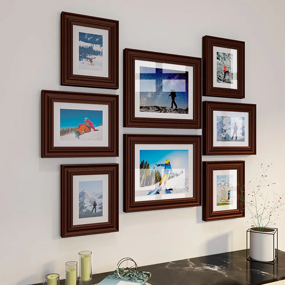 Easy Swappable Photo Frames For Personalized Pictures In Chestnut Brown Color- Set of 8
