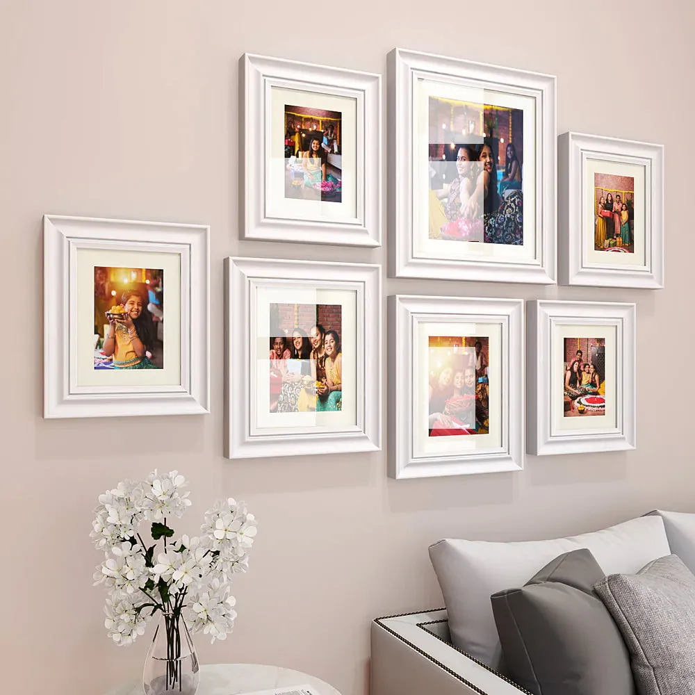 Easy Swappable Photo Frames For Personalized Pictures In Dreamy White Color- Set of 7