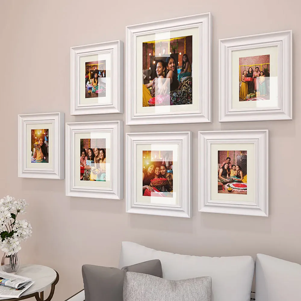Easy Swappable Photo Frames For Personalized Pictures In Dreamy White Color- Set of 7