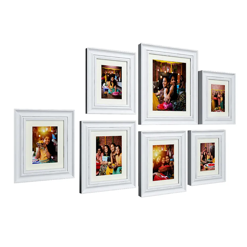 Easy Swappable Photo Frames For Personalized Pictures In Dreamy White Color- Set of 7
