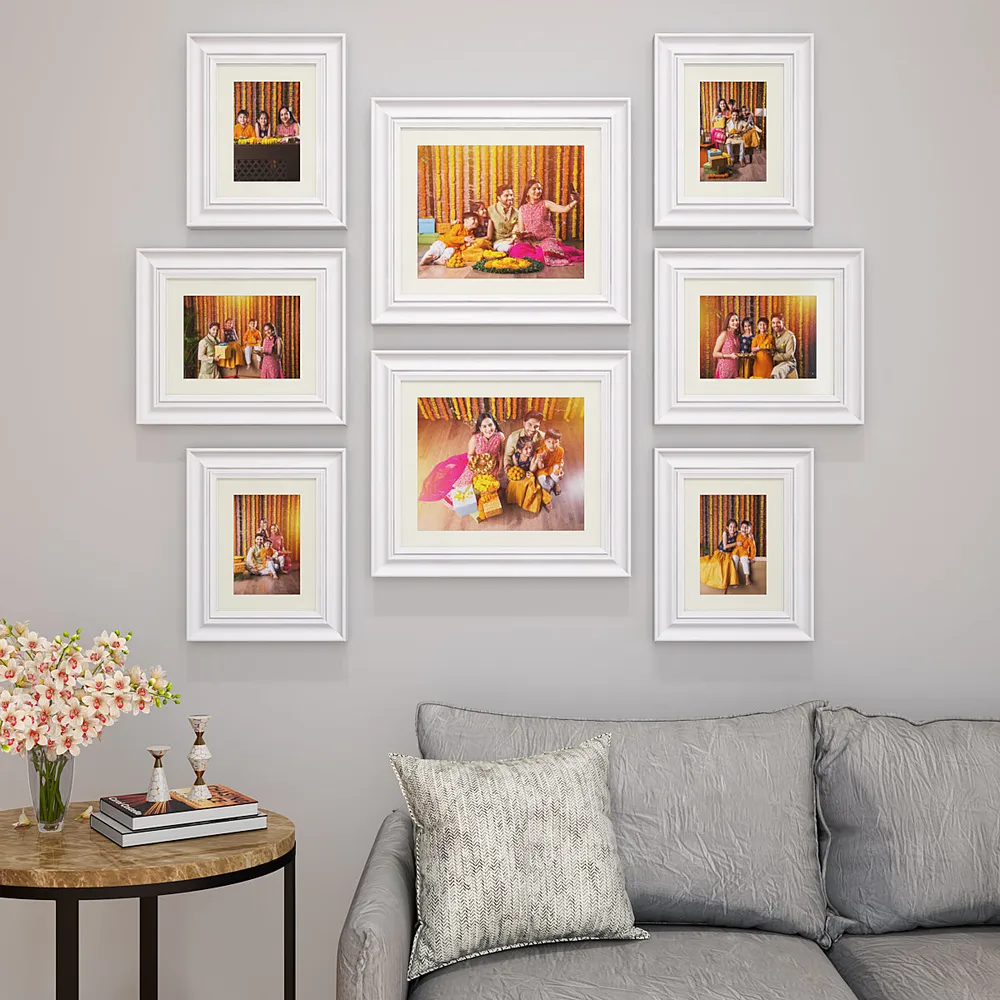 Easy Swappable Photo Frames For Personalized Pictures In Dreamy White Color- Set of 8