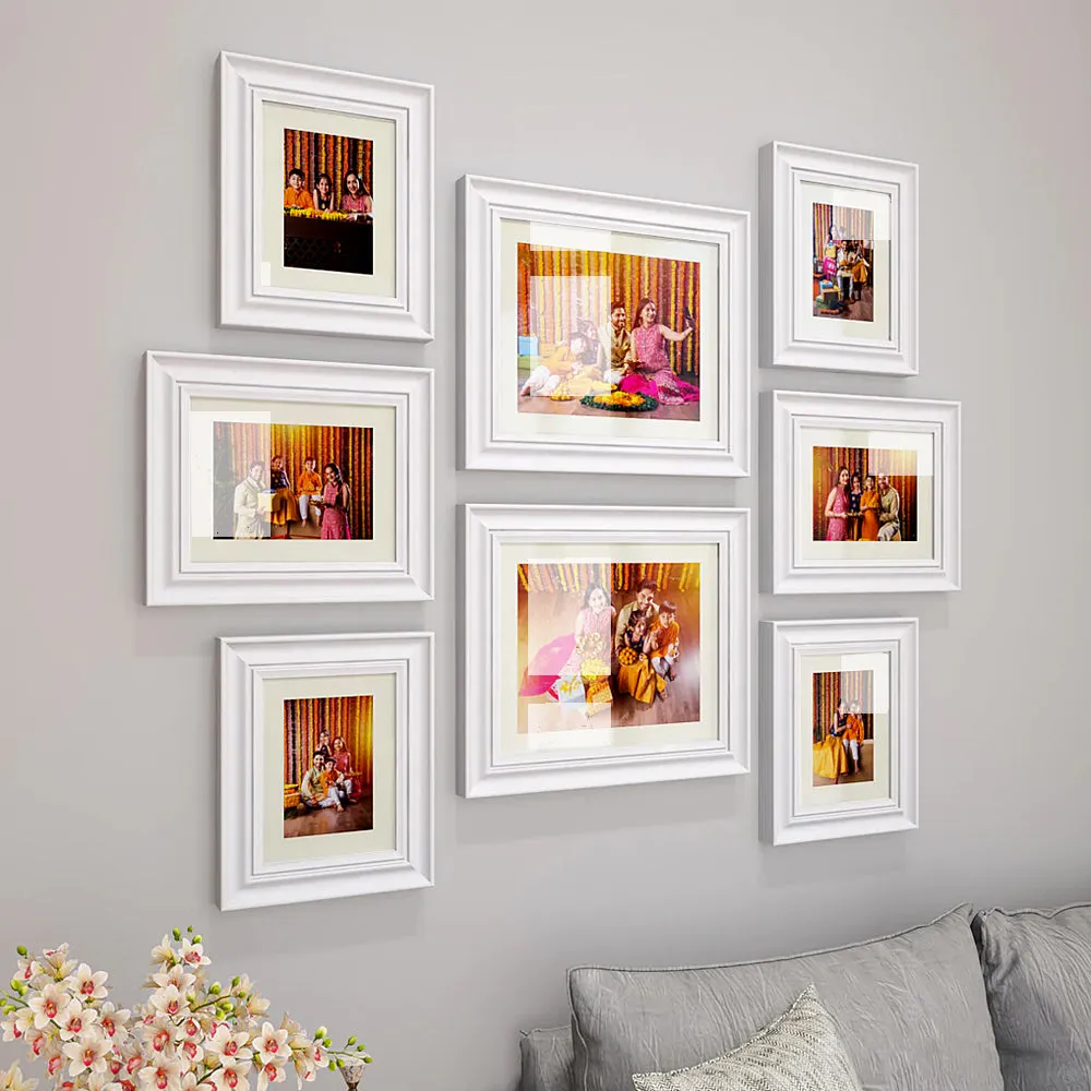 Easy Swappable Photo Frames For Personalized Pictures In Dreamy White Color- Set of 8