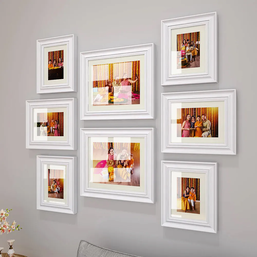 Easy Swappable Photo Frames For Personalized Pictures In Dreamy White Color- Set of 8