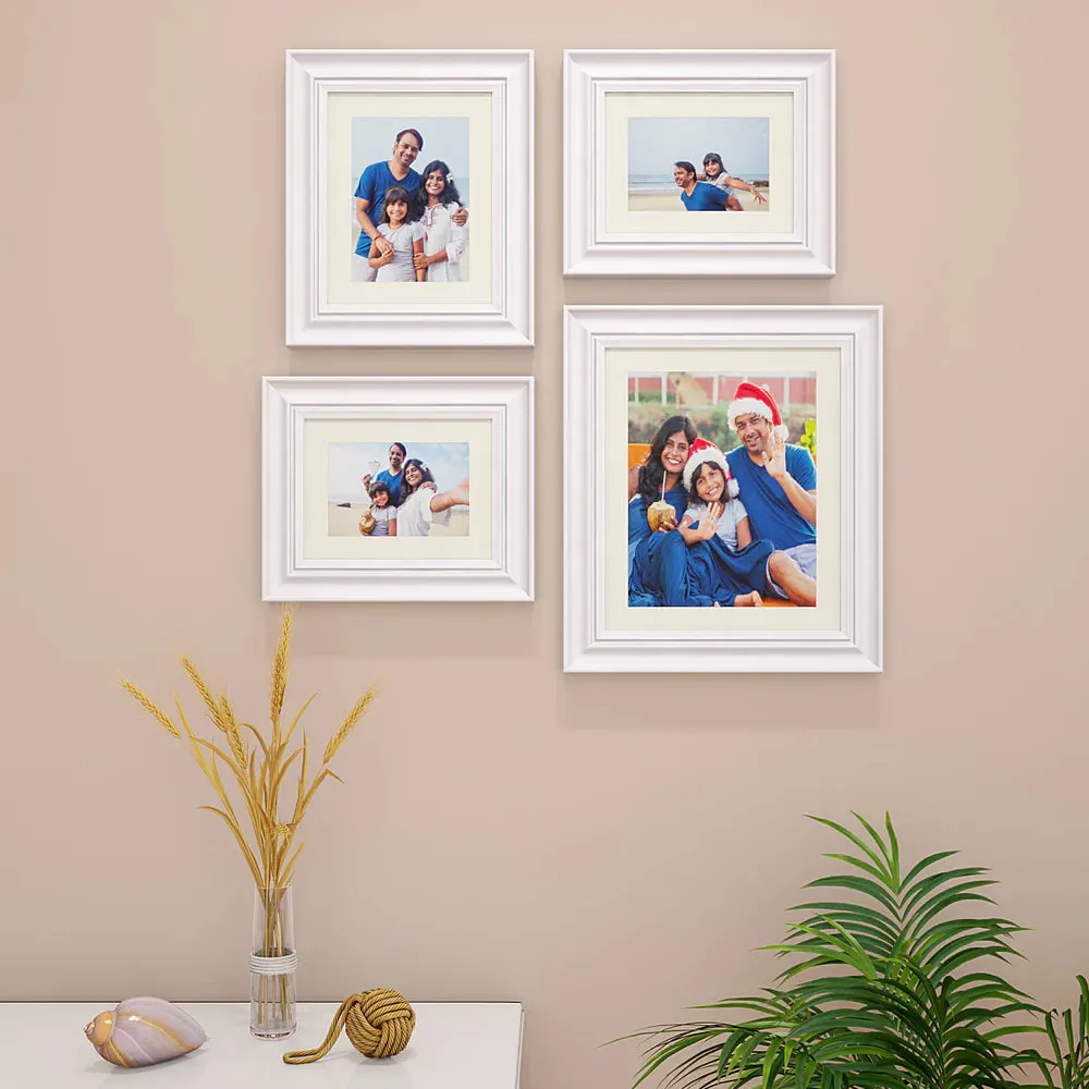 Easy Swappable Photo Frames For Personalized Pictures In White Color- Set of 4
