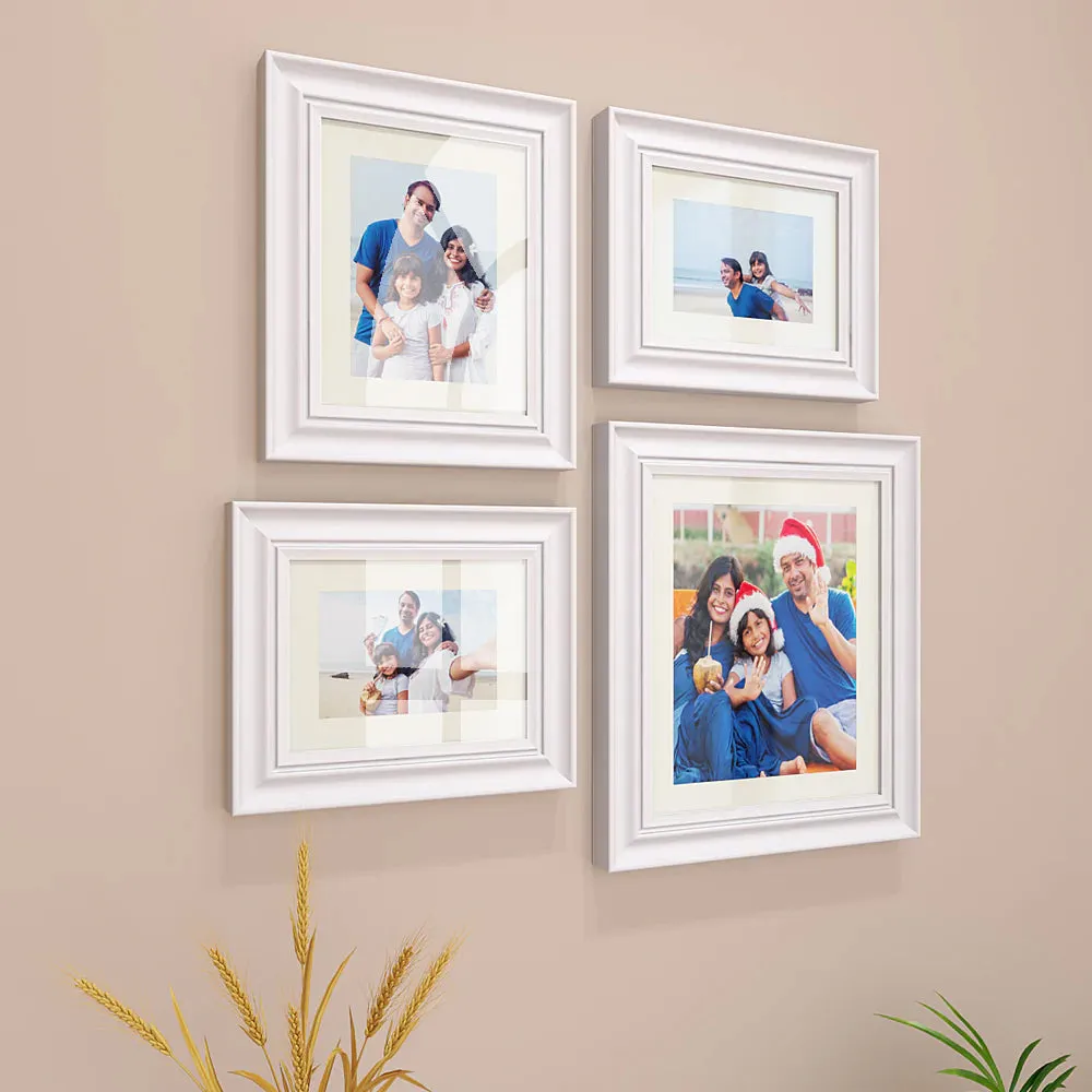 Easy Swappable Photo Frames For Personalized Pictures In White Color- Set of 4