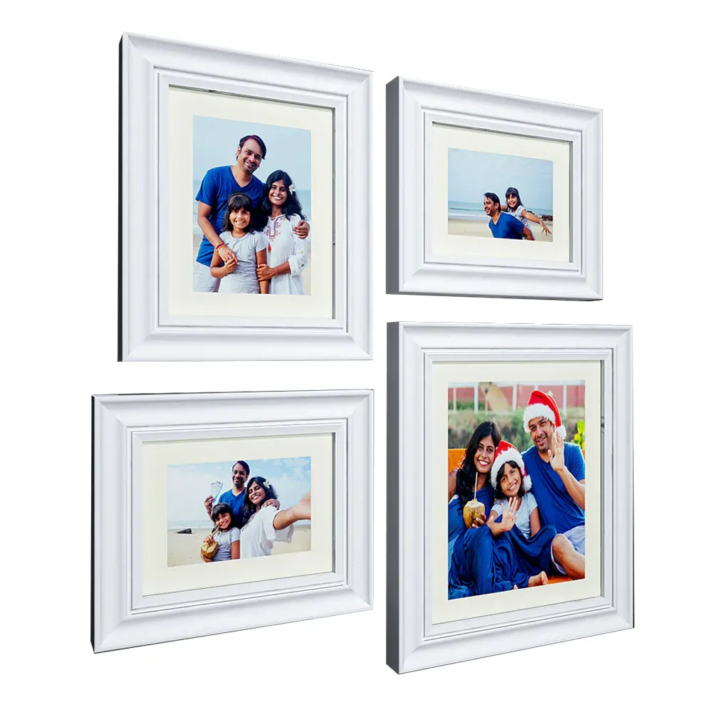 Easy Swappable Photo Frames For Personalized Pictures In White Color- Set of 4