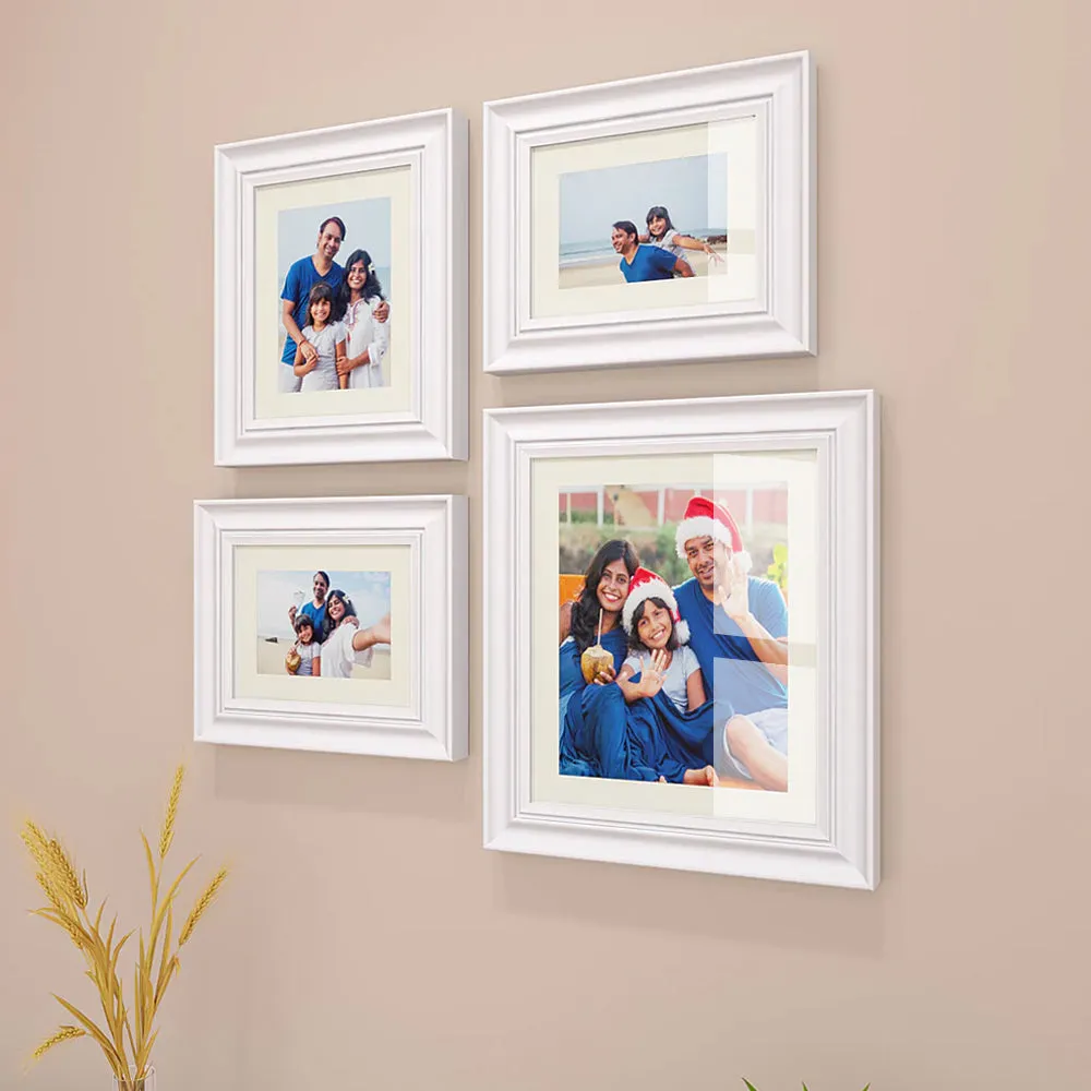 Easy Swappable Photo Frames For Personalized Pictures In White Color- Set of 4