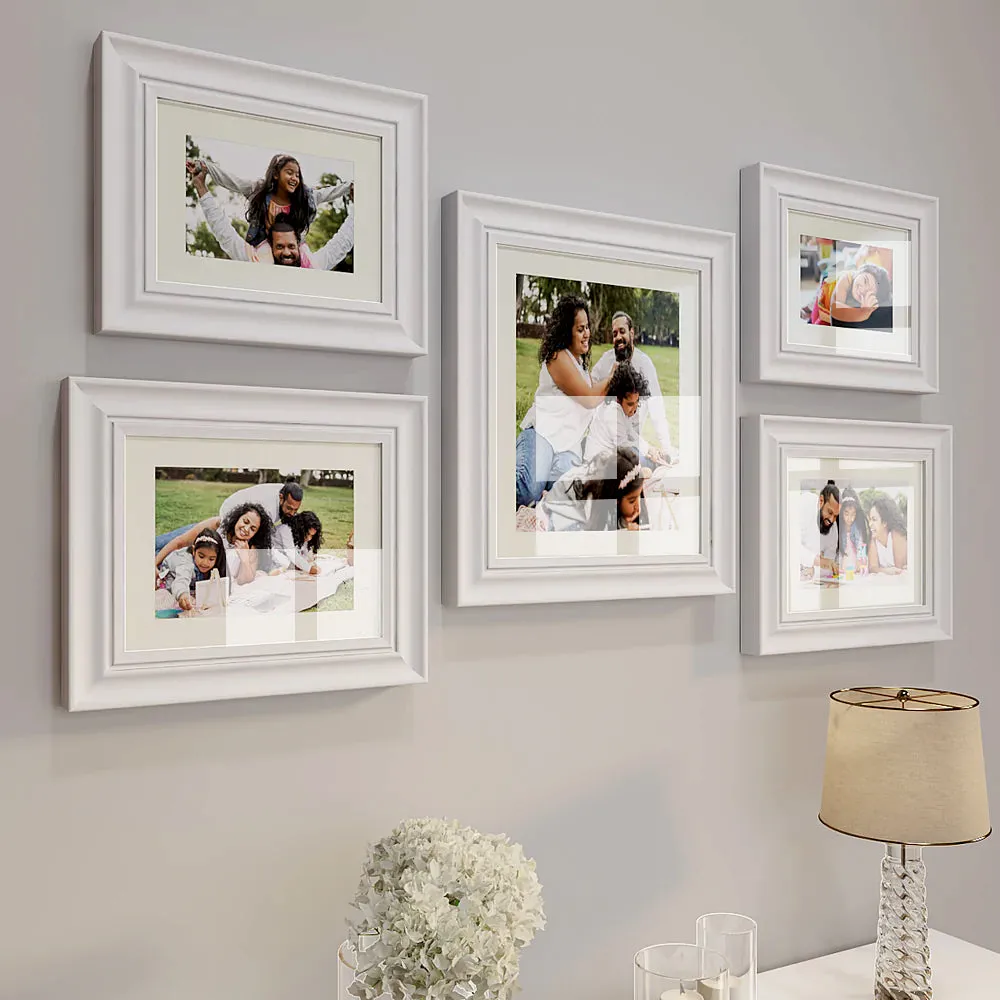 Easy Swappable Photo Frames For Personalized Pictures In White Color- Set of 5
