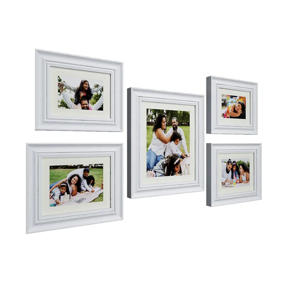 Easy Swappable Photo Frames For Personalized Pictures In White Color- Set of 5
