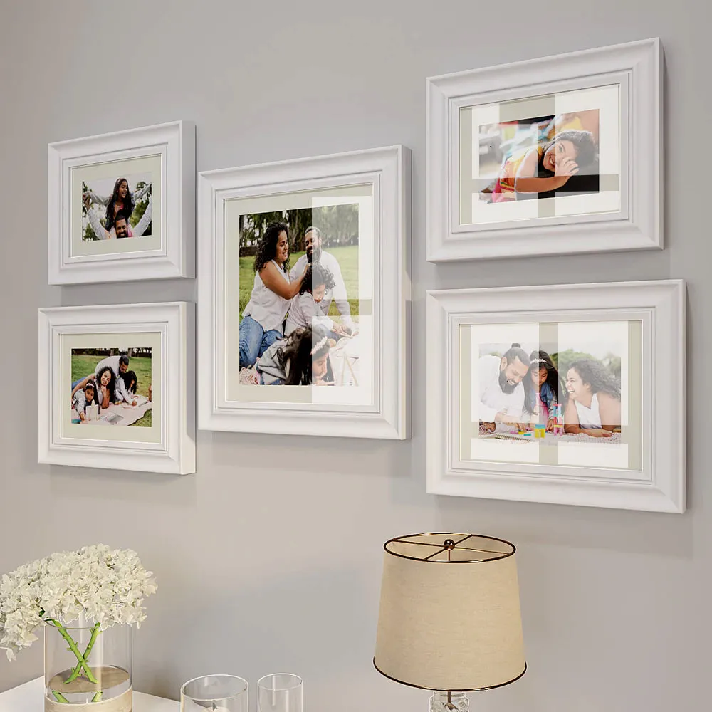 Easy Swappable Photo Frames For Personalized Pictures In White Color- Set of 5