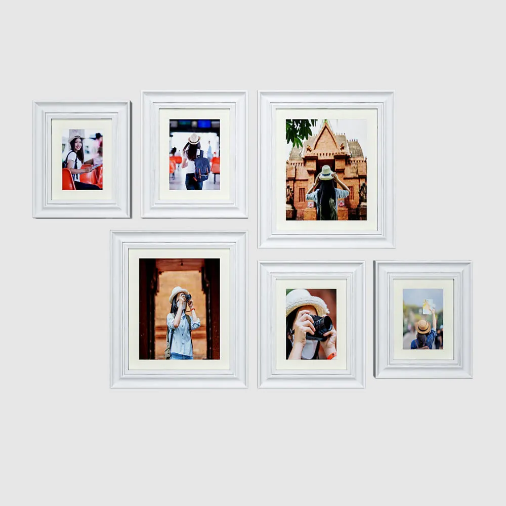 Easy Swappable Photo Frames For Personalized Pictures In White Color- Set of 6