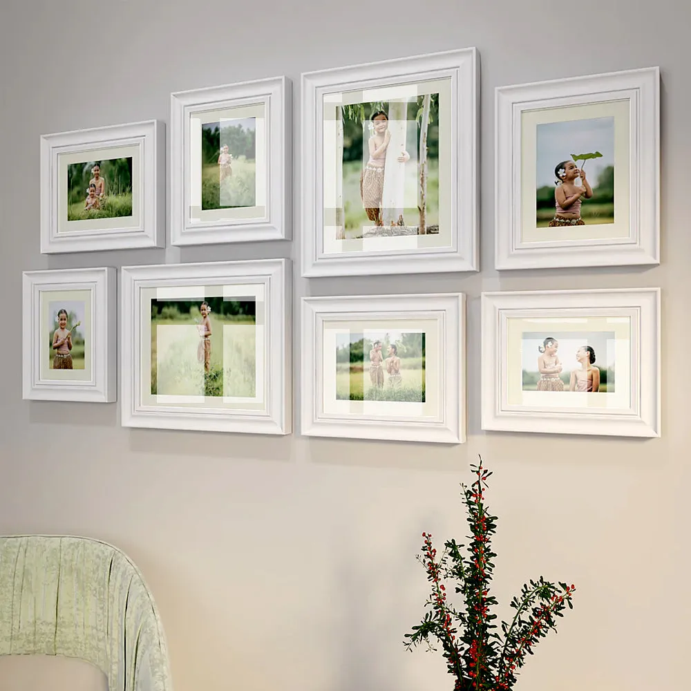 Easy Swappable Photo Frames For Personalized Pictures in White Color - Set of 8