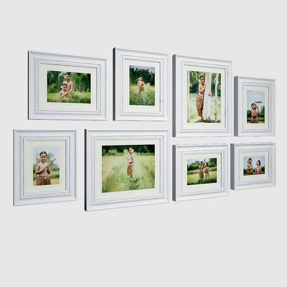Easy Swappable Photo Frames For Personalized Pictures in White Color - Set of 8
