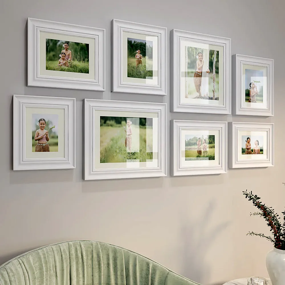 Easy Swappable Photo Frames For Personalized Pictures in White Color - Set of 8