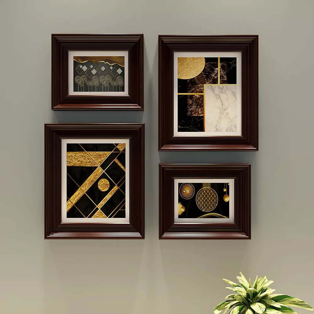 Easyframes™ "Fusion Of Abstract Art" Brown- Set Of 4
