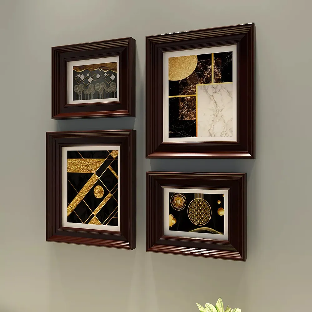 Easyframes™ "Fusion Of Abstract Art" Brown- Set Of 4