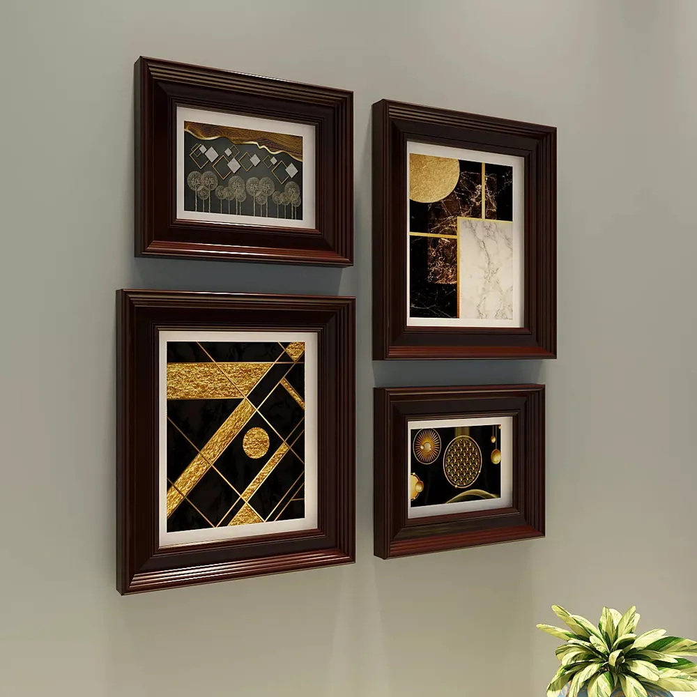 Easyframes™ "Fusion Of Abstract Art" Brown- Set Of 4
