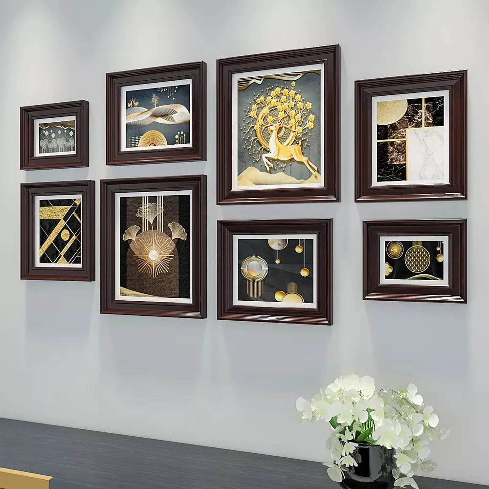 Easyframes™ "Fusion Of Abstract Art" Brown- Set Of 8