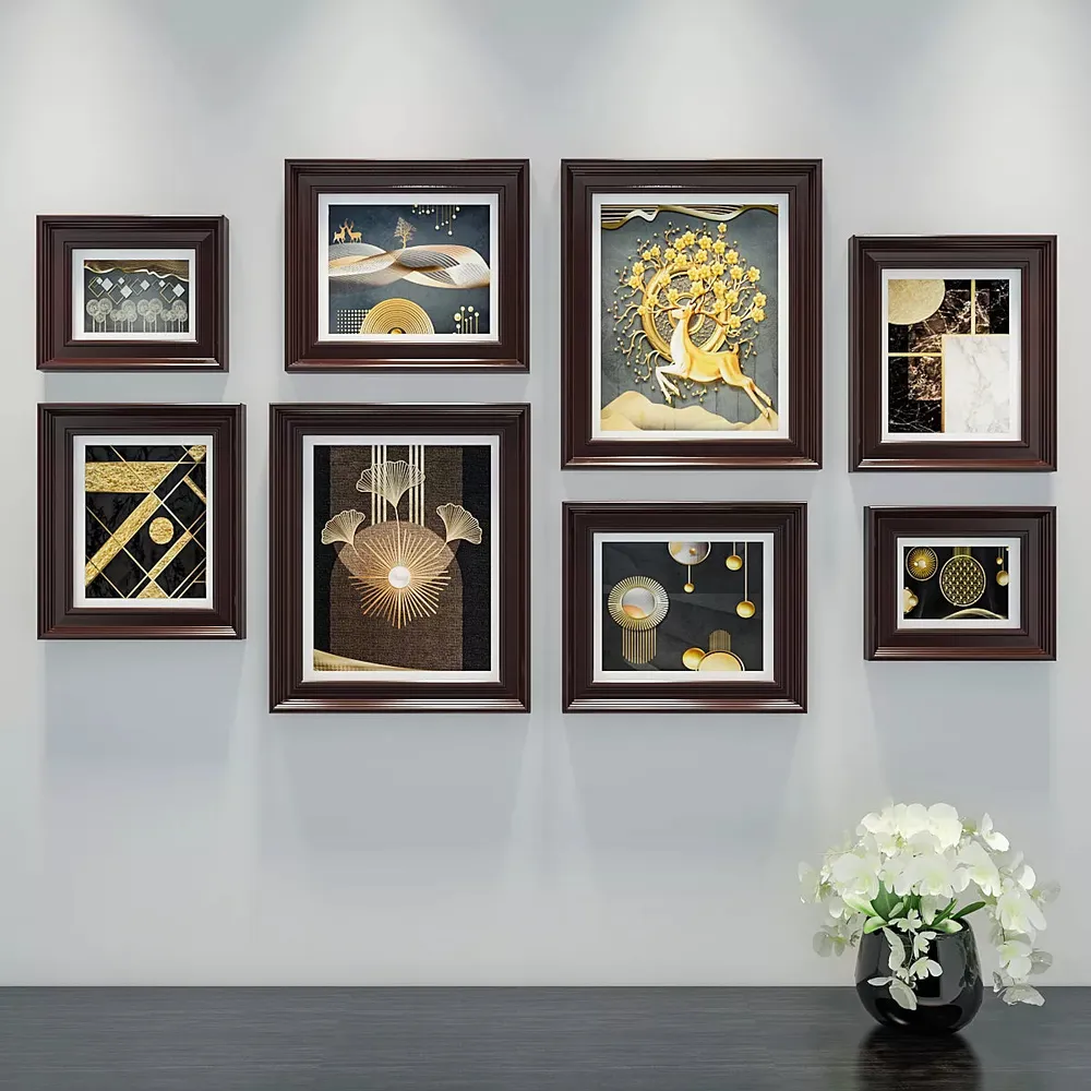 Easyframes™ "Fusion Of Abstract Art" Brown- Set Of 8