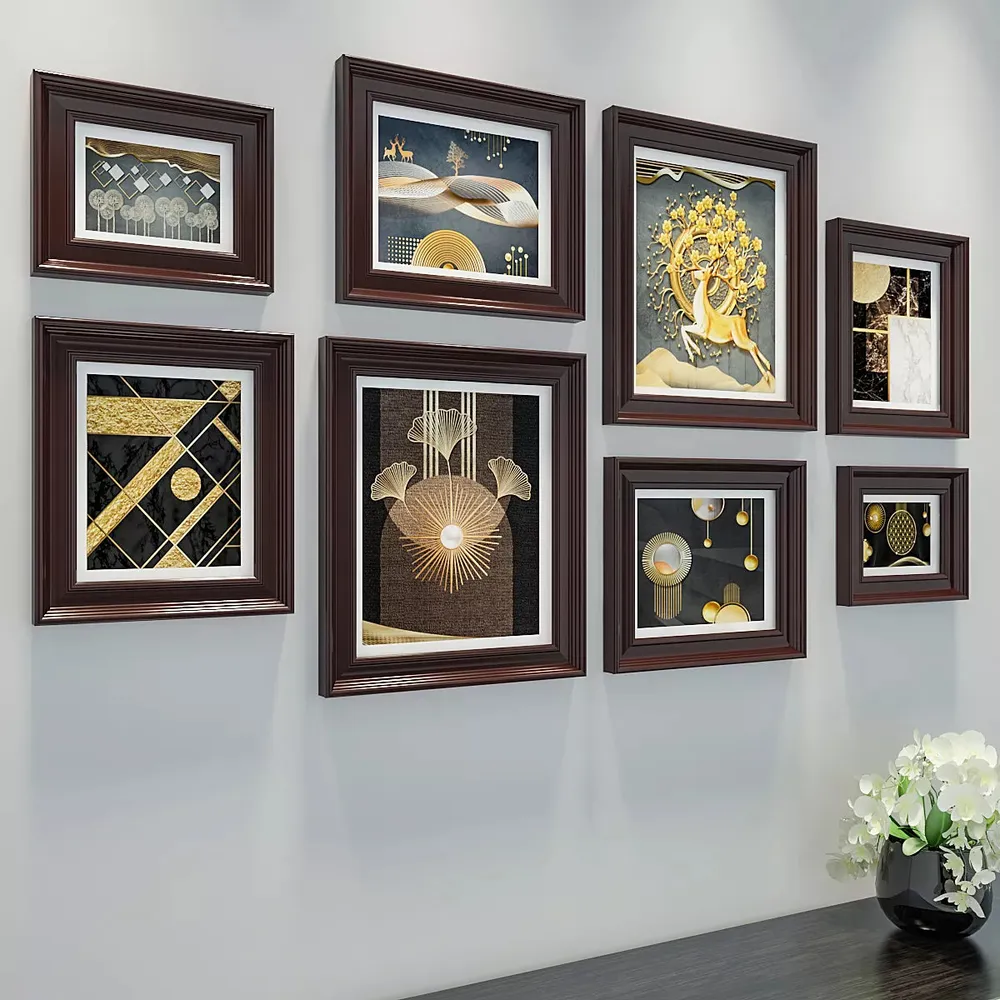 Easyframes™ "Fusion Of Abstract Art" Brown- Set Of 8