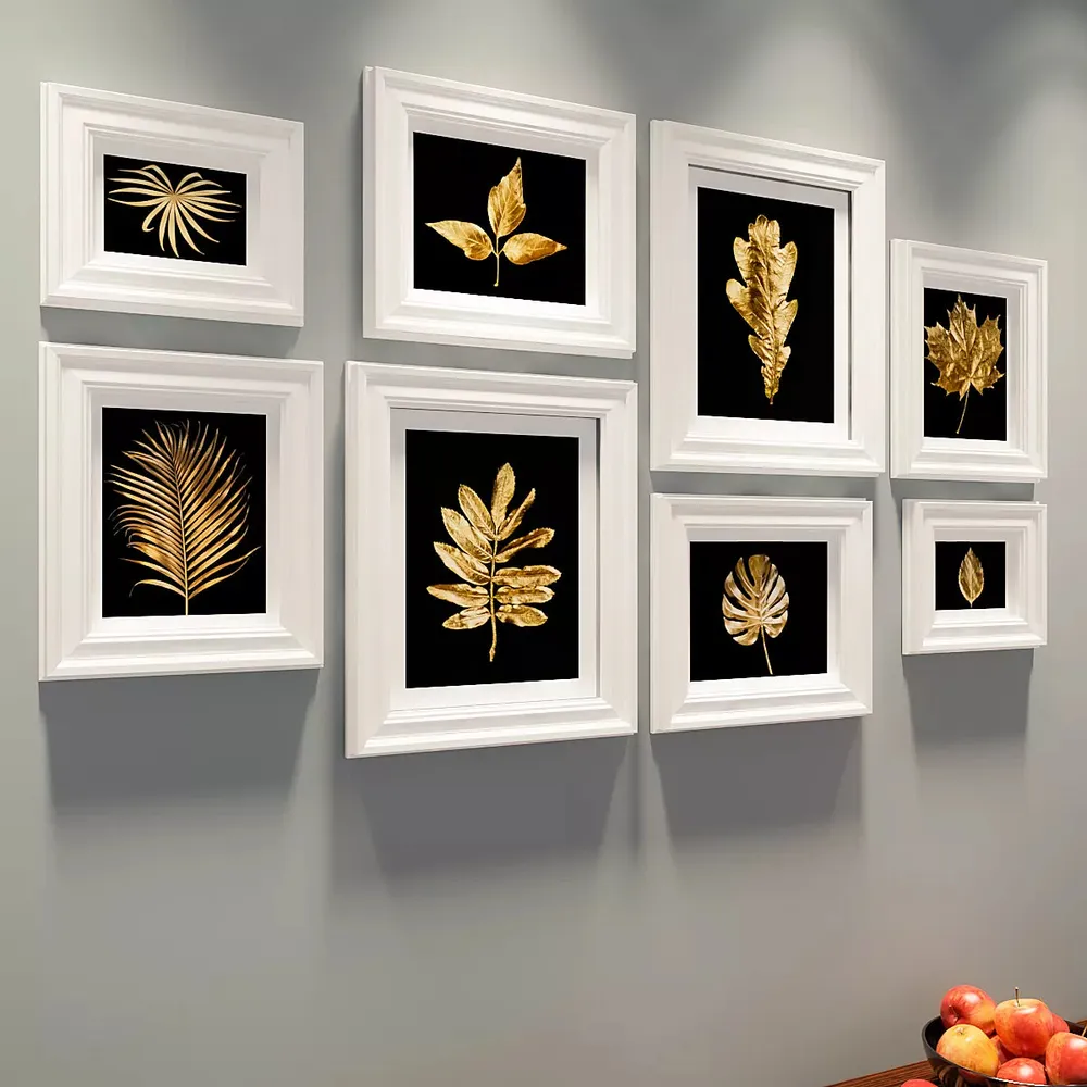 Easyframes™ "Golden Leaves" White- Set Of 8