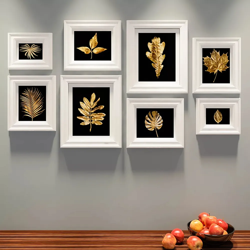 Easyframes™ "Golden Leaves" White- Set Of 8