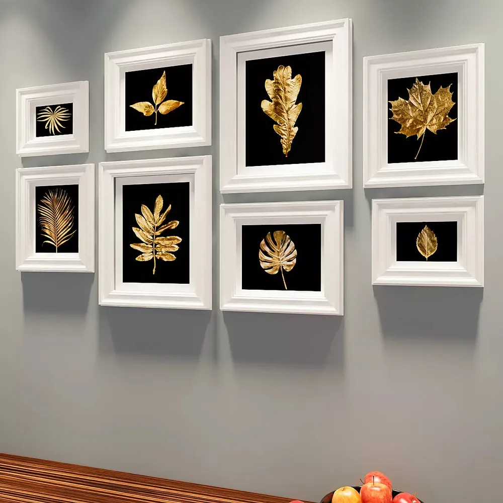 Easyframes™ "Golden Leaves" White- Set Of 8