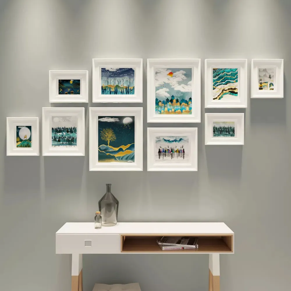 Easyframes™ "Midnight Landscape" White -Set Of 10