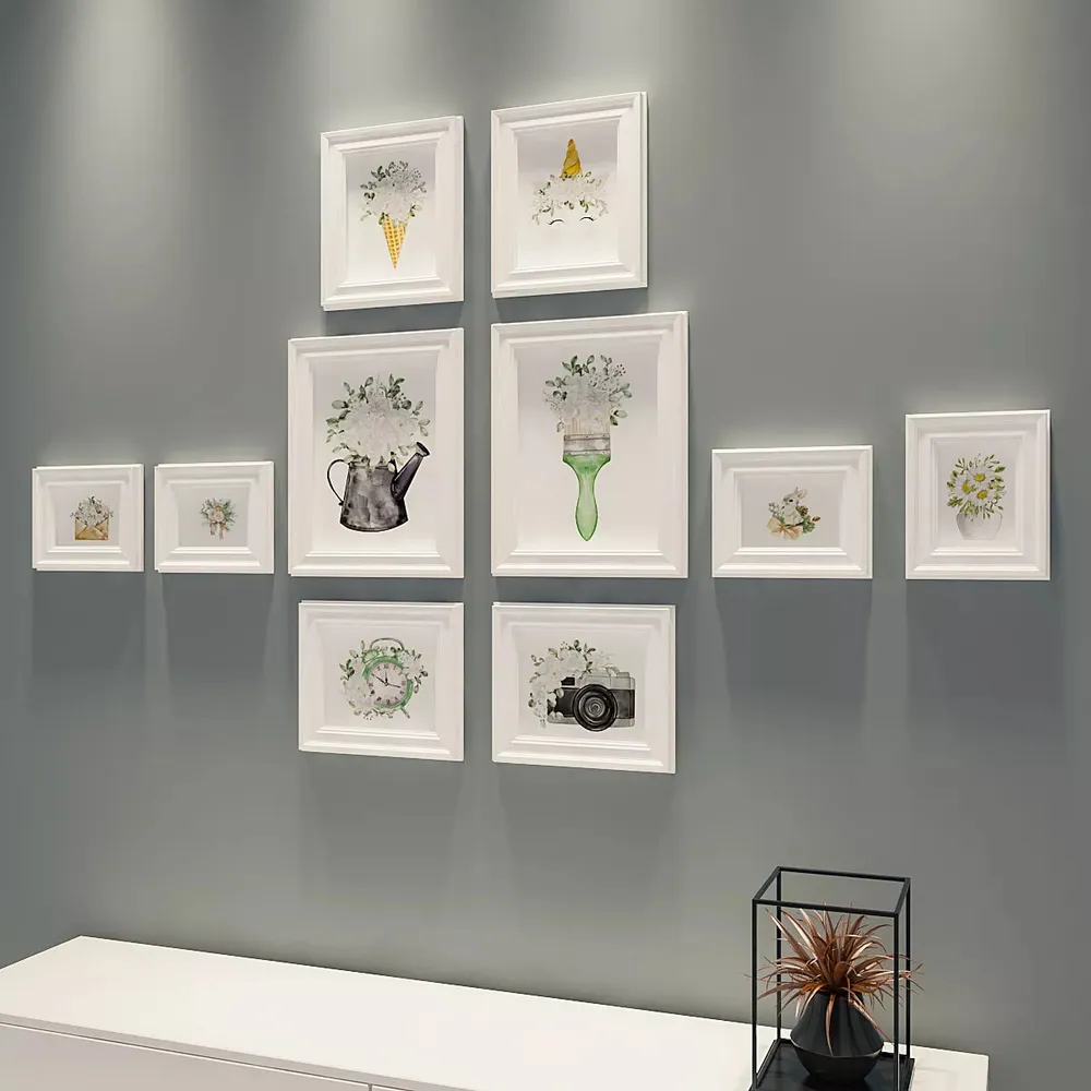 Easyframes™ "Serene White Flora" White -Set Of 10